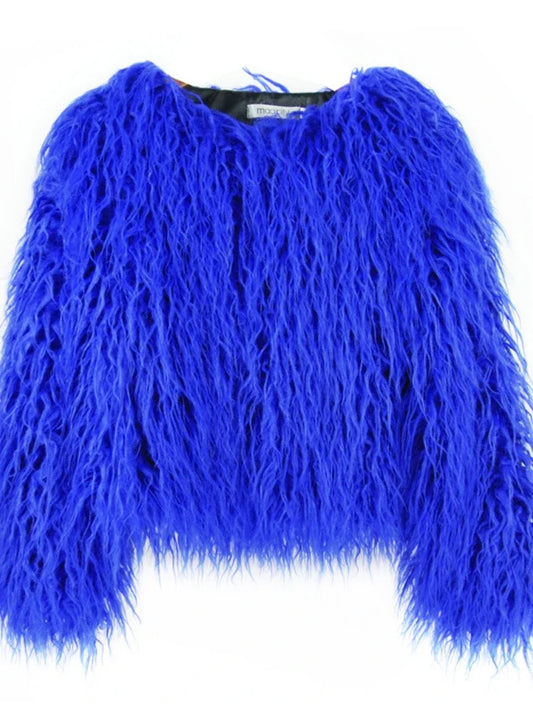 Colorful Warm Faux Women Fur Coat Black White Pink Plush Coat Female Jacket Fur Autumn Winter Shaggy Outerwear High Street 2025