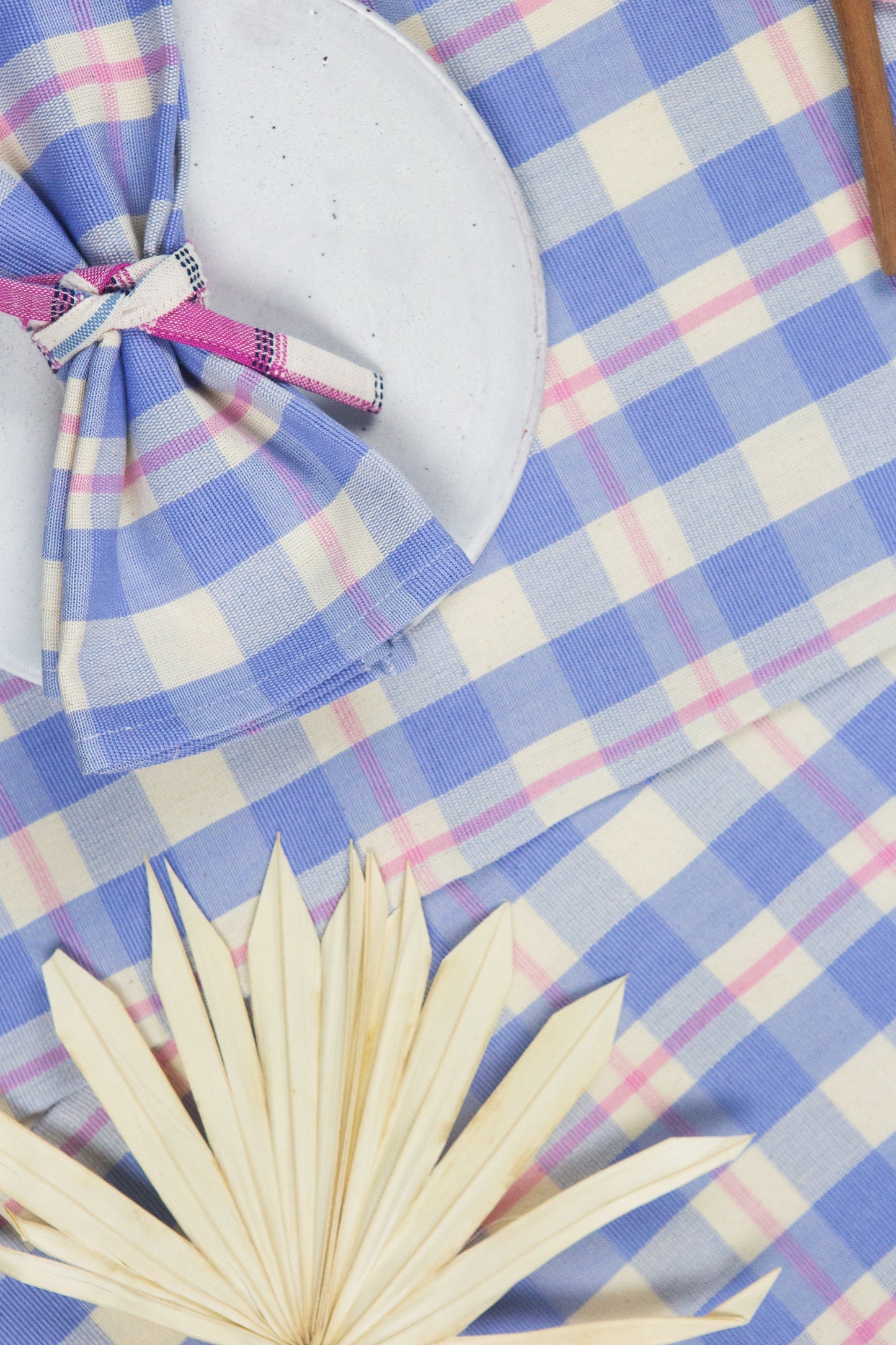 Abigail Plaid Dinner Napkin in Periwinkle Blue and Pink