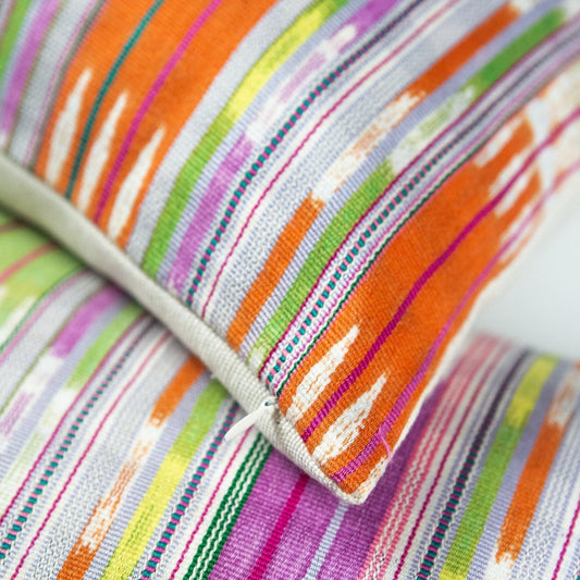 Vintage 70s Ikat Multi Pillow - 12" x 20"