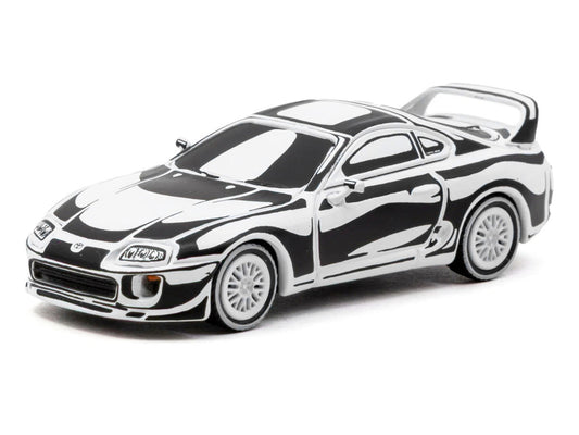 Toyota Supra "Designed by Joshua Vides" Black and White "Hobby64" Series 1/64 Diecast Model Car by Tarmac Works