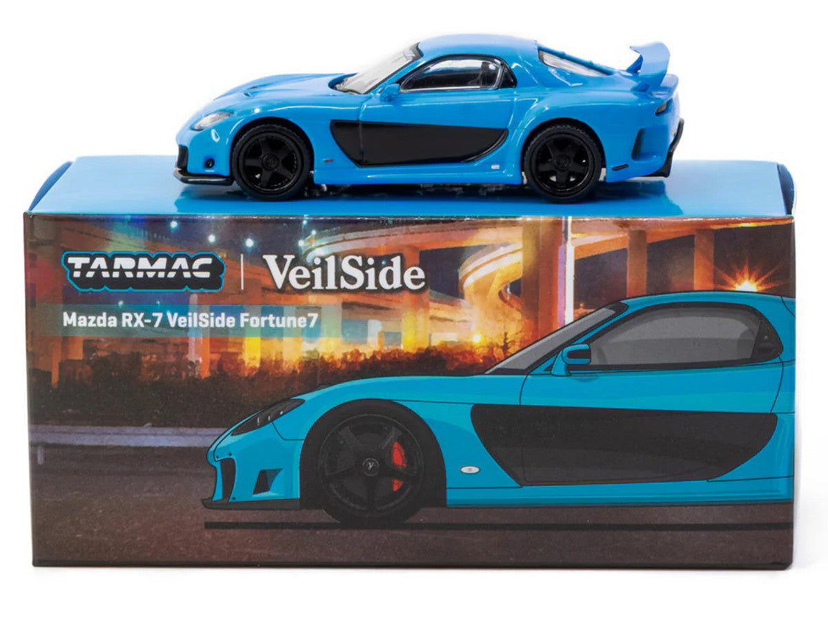 Mazda RX-7 "VeilSide Fortune7" RHD (Right Hand Drive) Blue "Global64" Series 1/64 Diecast Model Car by Tarmac Works