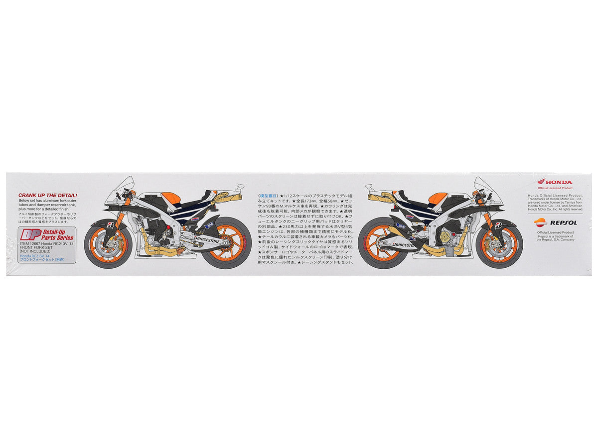 Model Kit Honda RC213V Motorcycle #93 Marc Marquez "Repsol Honda" Winner "Moto GP Championship" (2014) 1/12 Scale Model by Tamiya