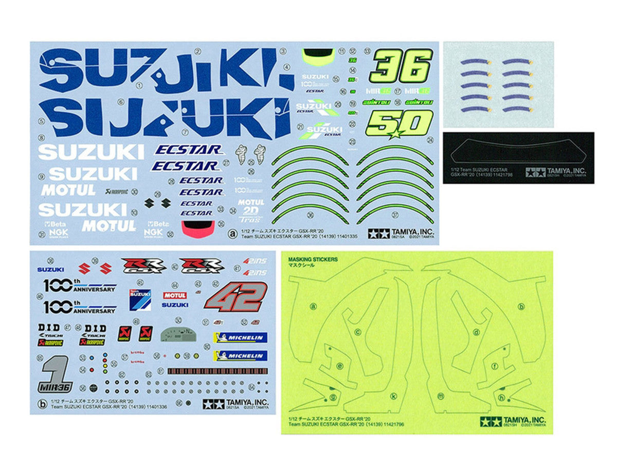 Model Kit Suzuki GSX-RR "Team Suzuki Ecstar" (2020) Motorcycle 1/12 Scale Model by Tamiya