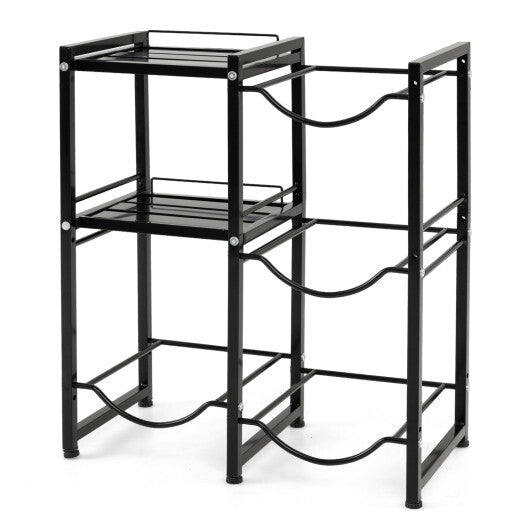 3-Tier 5 Gallon Water Jug Holder with Shelves-Black