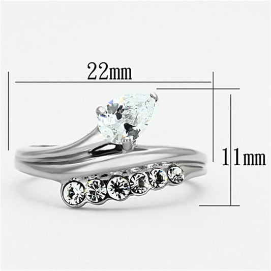 TK1080 - High polished (no plating) Stainless Steel Ring with AAA Grade CZ in Clear