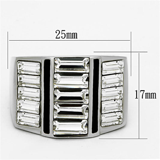 TK1185 - High polished (no plating) Stainless Steel Ring with Top Grade Crystal in Clear