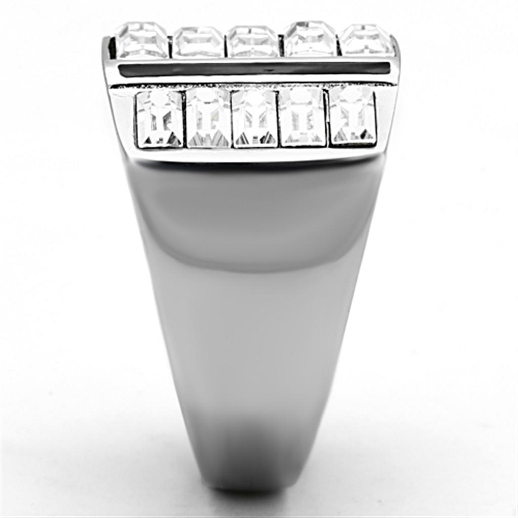 TK1185 - High polished (no plating) Stainless Steel Ring with Top Grade Crystal in Clear