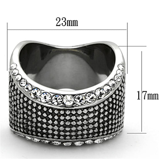 TK1198 - High polished (no plating) Stainless Steel Ring with Top Grade Crystal in Clear