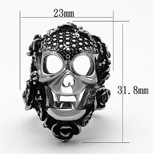 TK1203 - High polished (no plating) Stainless Steel Ring with Top Grade Crystal in Black Diamond