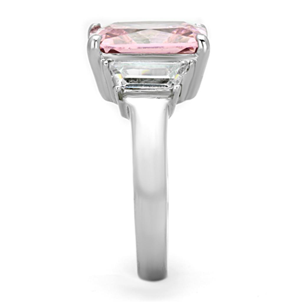 TK1224 - High polished (no plating) Stainless Steel Ring with AAA Grade CZ in Rose