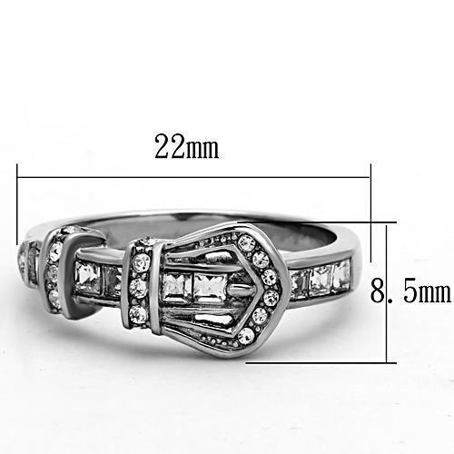 TK1334 - High polished (no plating) Stainless Steel Ring with Top Grade Crystal in Clear
