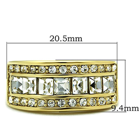 TK1386 - IP Gold(Ion Plating) Stainless Steel Ring with Top Grade Crystal in Clear
