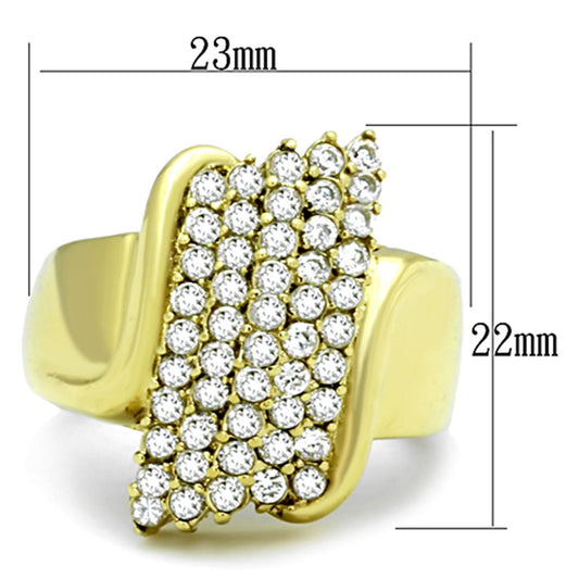 TK1554 - IP Gold(Ion Plating) Stainless Steel Ring with AAA Grade CZ in Clear