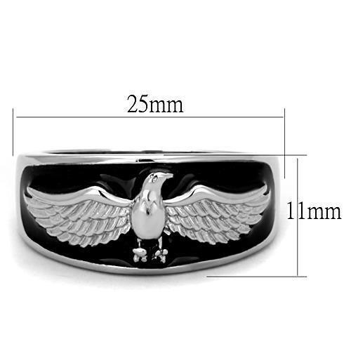 TK1597 - High polished (no plating) Stainless Steel Ring with Epoxy in Jet