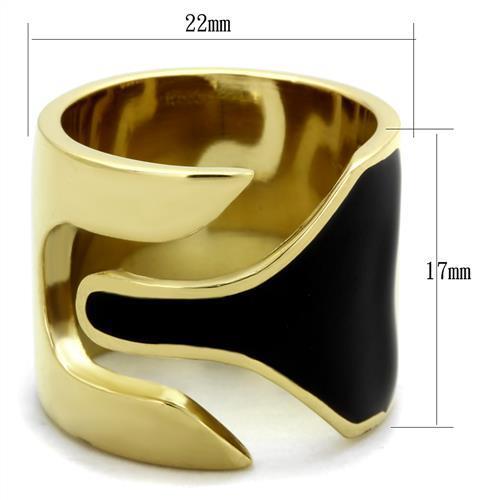 TK1860 - IP Gold(Ion Plating) Stainless Steel Ring with Epoxy in Jet