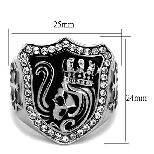 TK2328 - High polished (no plating) Stainless Steel Ring with Top Grade Crystal in Clear