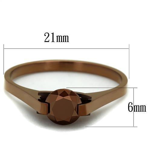 TK2592 - IP Coffee light Stainless Steel Ring with AAA Grade CZ in Light Coffee