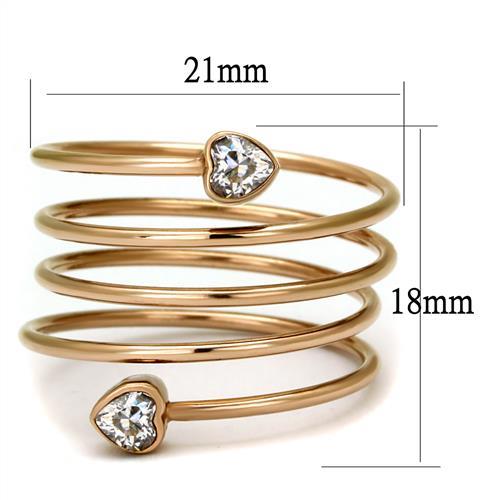 TK2836 - IP Rose Gold(Ion Plating) Stainless Steel Ring with AAA Grade CZ in Clear