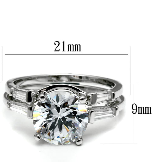 TK2878 - High polished (no plating) Stainless Steel Ring with AAA Grade CZ in Clear