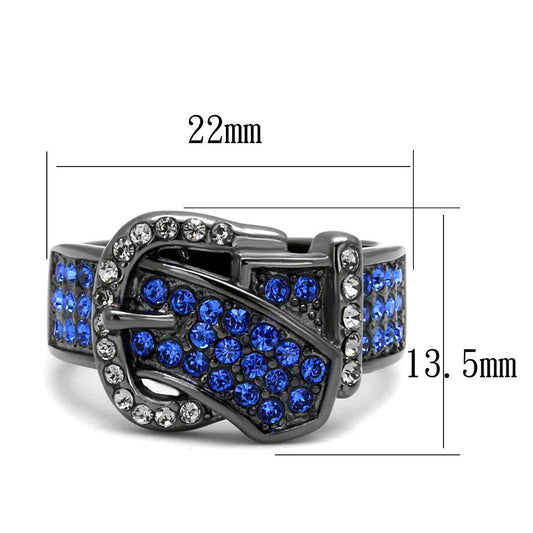 TK2995 - IP Light Black (IP Gun) Stainless Steel Ring with Top Grade Crystal in Multi Color