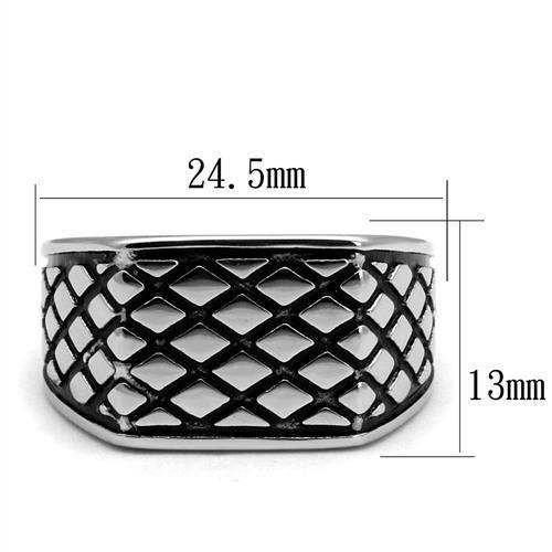 TK3009 - High polished (no plating) Stainless Steel Ring with Epoxy in Jet