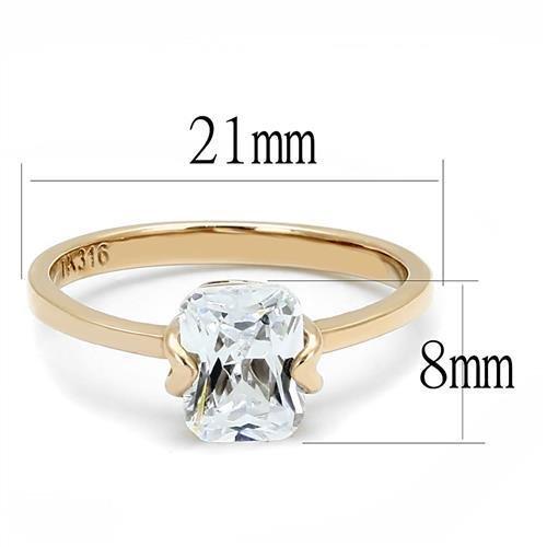 TK3179 - IP Rose Gold(Ion Plating) Stainless Steel Ring with AAA Grade CZ in Clear