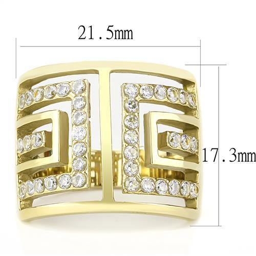 TK3238 - IP Gold(Ion Plating) Stainless Steel Ring with AAA Grade CZ in Clear