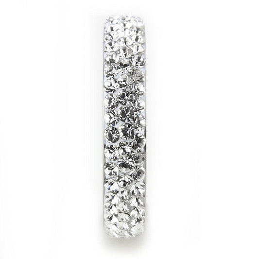TK3533 - High polished (no plating) Stainless Steel Ring with Top Grade Crystal in Clear