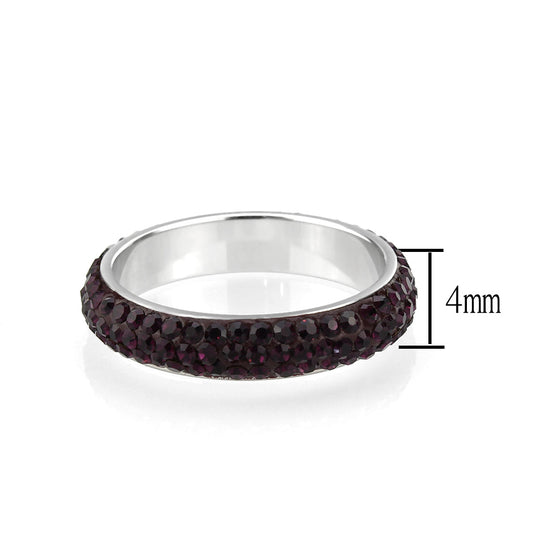TK3837 - High polished (no plating) Stainless Steel Ring with Top Grade Crystal in Amethyst(204)