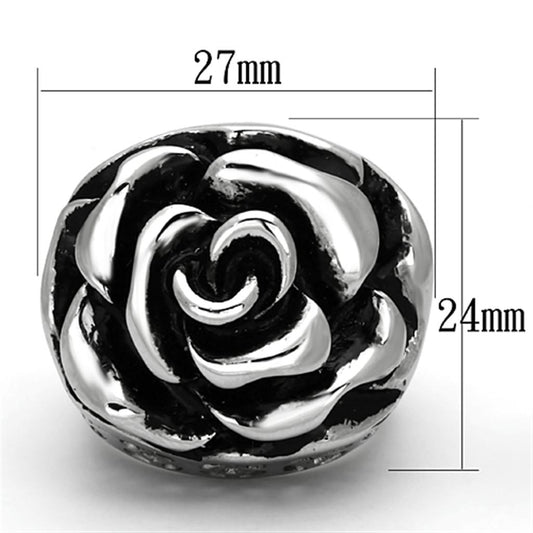 TK922 - High polished (no plating) Stainless Steel Ring with Epoxy in Jet