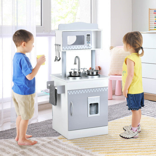 Chef Pretend Kitchen Playset with Cooking Oven and Sink for Toddlers - Color: White