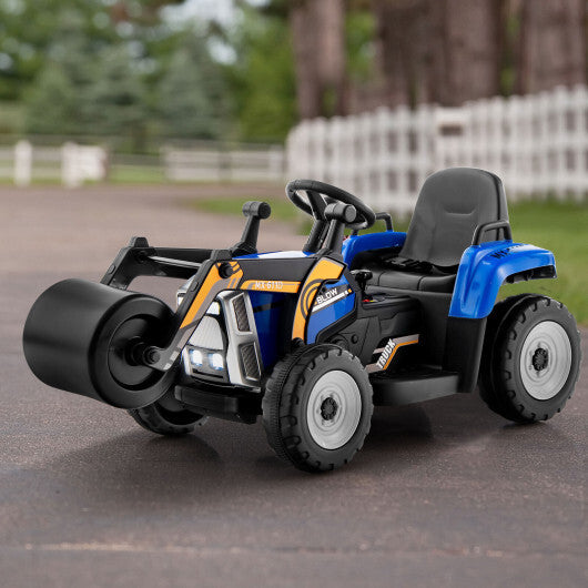 12V Kids Ride on Road Roller with 2.4G Remote Control-Blue - Color: Blue