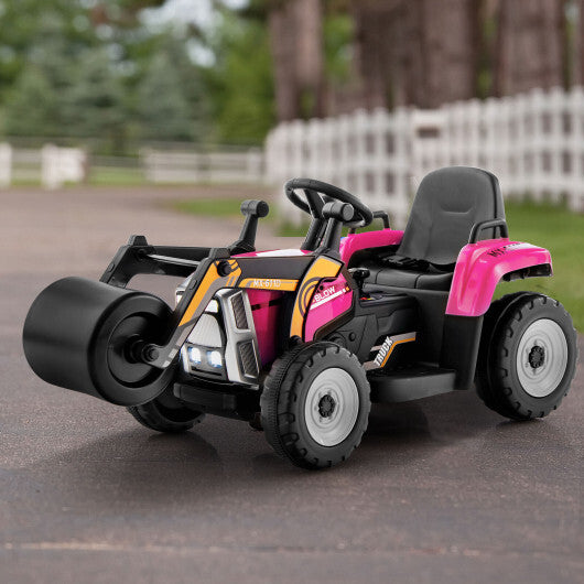 12V Kids Ride on Road Roller with 2.4G Remote Control-Pink - Color: Pink