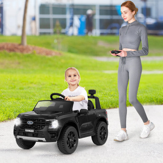 12V Electric Kids Ride on Car Licensed Ford Ranger with Remote Control and Music-Black