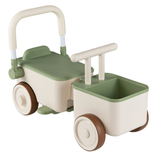 3-in-1 Kids Ride On Push Car with Rope and Storage Basket-Blue