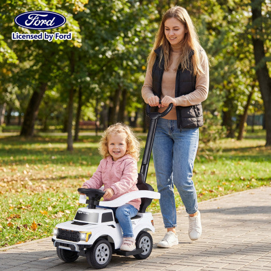 3-In-1 Licensed Ford Push Car for Toddlers-White - Color: White