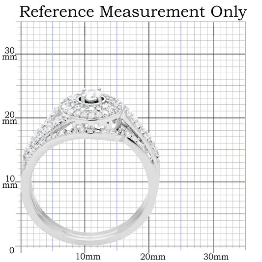 TS001 - Rhodium 925 Sterling Silver Ring with AAA Grade CZ in Clear