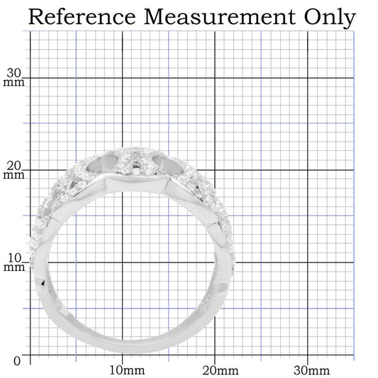 TS009 - Rhodium 925 Sterling Silver Ring with AAA Grade CZ in Clear