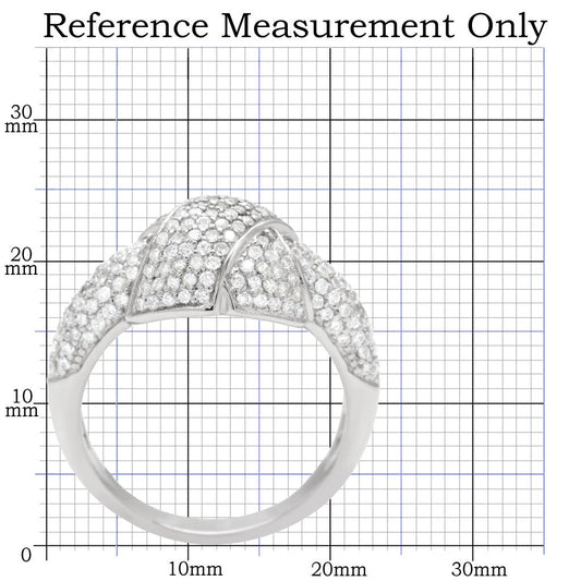 TS016 - Rhodium 925 Sterling Silver Ring with AAA Grade CZ in Clear