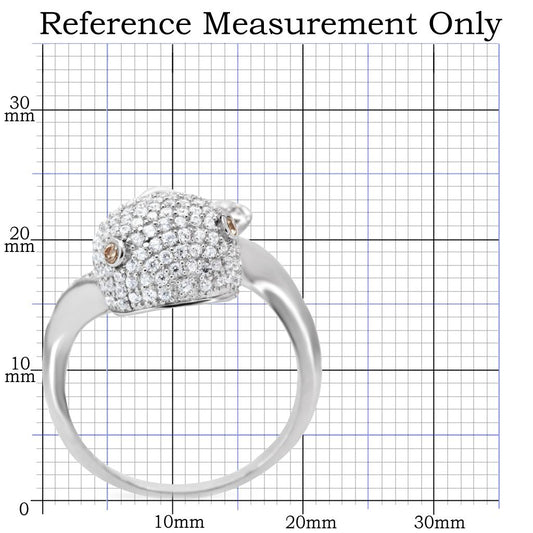 TS031 - Rhodium 925 Sterling Silver Ring with AAA Grade CZ in Brown