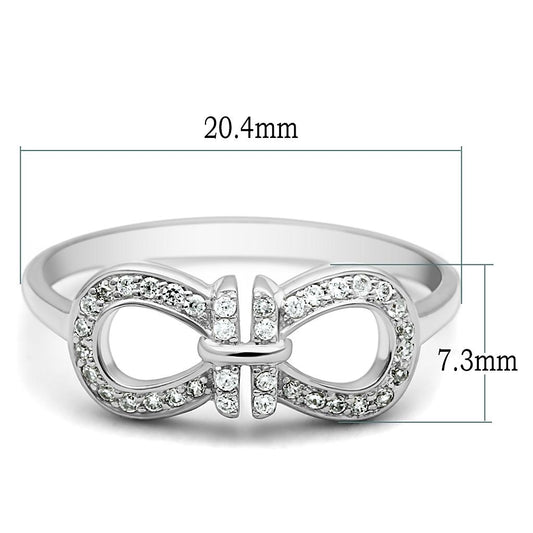 TS047 - Rhodium 925 Sterling Silver Ring with AAA Grade CZ in Clear