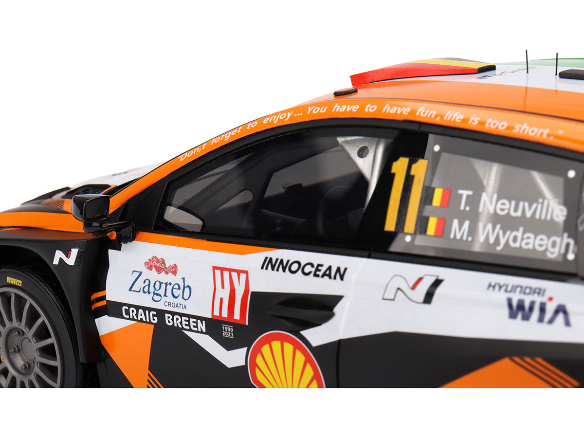 Hyundai i20 N Rally1 Hybrid #11 Thierry Neuville - Martijn Wydaeghe "Hyundai Shell Mobis WRT" Winner "Rally Croatia Power Stage" (2023) 1/18 Model Car by Top Speed