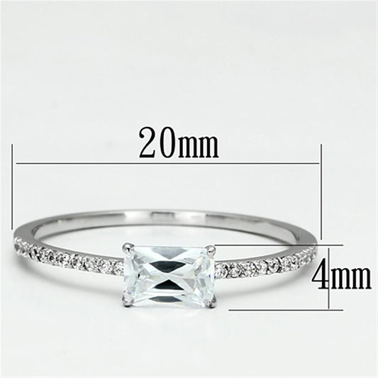 TS082 - Rhodium 925 Sterling Silver Ring with AAA Grade CZ in Clear