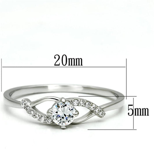 TS085 - Rhodium 925 Sterling Silver Ring with AAA Grade CZ in Clear