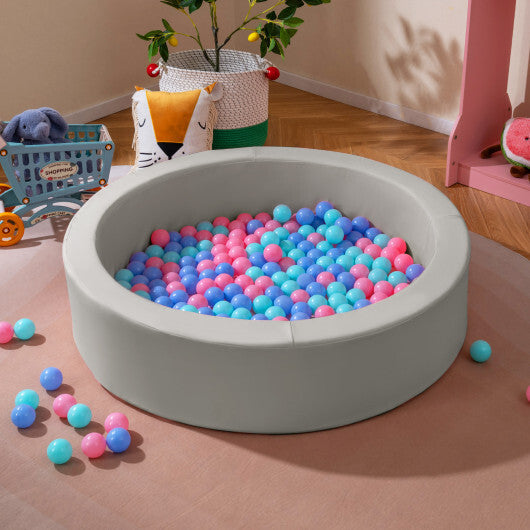 42.5 Inch Round Foam Ball Pits with 25D Sponge Filling and Washable PU Cover for Toddlers-Gray