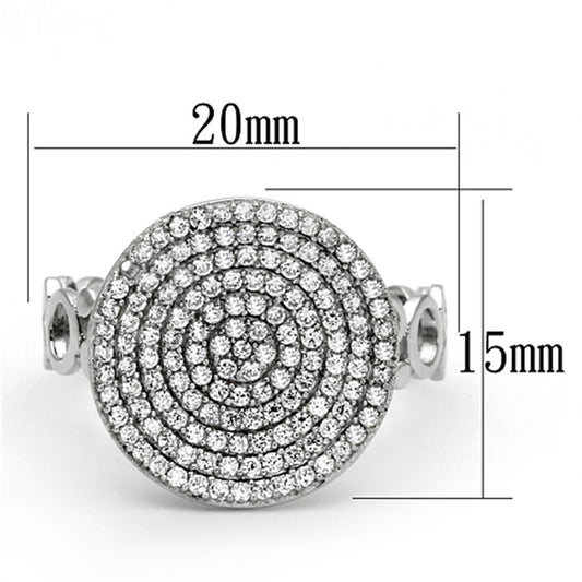 TS121 - Rhodium 925 Sterling Silver Ring with AAA Grade CZ in Clear