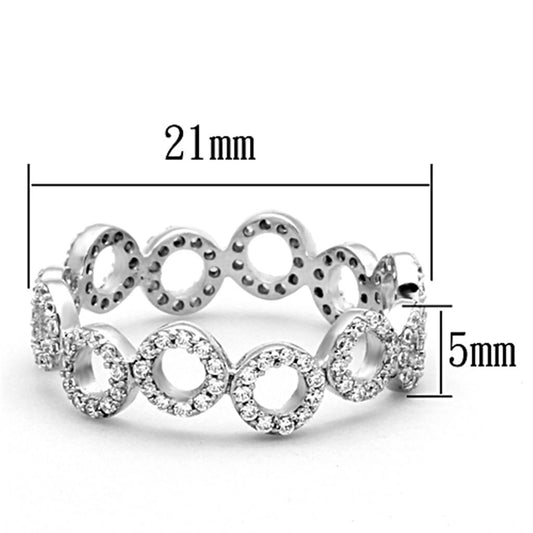 TS139 - Rhodium 925 Sterling Silver Ring with AAA Grade CZ in Clear