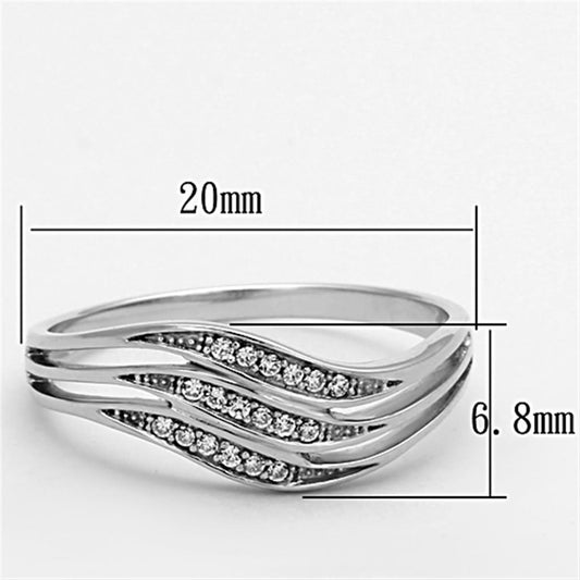 TS143 - Rhodium 925 Sterling Silver Ring with AAA Grade CZ in Clear