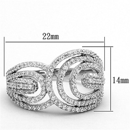TS147 - Rhodium 925 Sterling Silver Ring with AAA Grade CZ in Clear