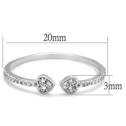TS205 - Rhodium 925 Sterling Silver Ring with AAA Grade CZ in Clear